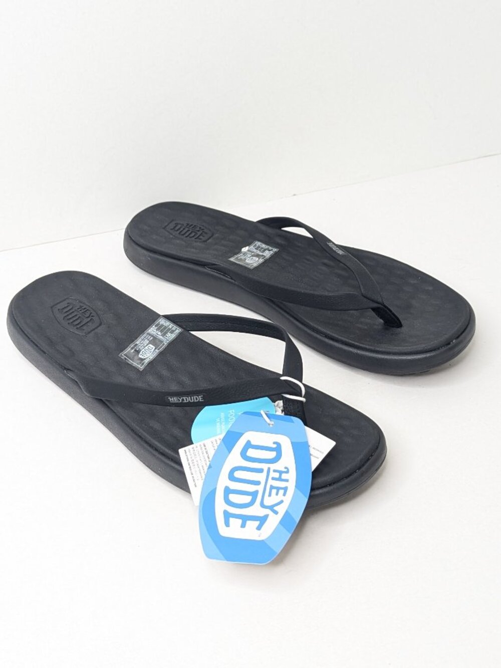Hey Dude Maui Breeze Flip Sandals Black Womens 10
